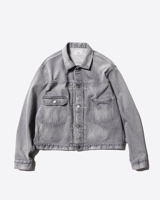 Unlikely Time Travel Trucker Jacket  Gray Denim